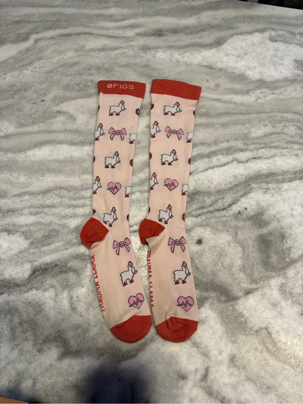 FIGS Pulmonary Pink trauma llama compression socks